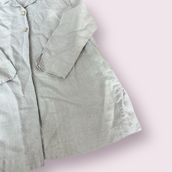 J. Jill Women’s 100% Linen Long Button Front Wheat Color Shirt Coat Size 6 Tall - Picture 3 of 14